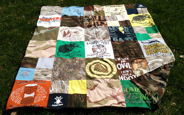 Keepsake T-Shirt Blanket Size Large Blanket (Small Twin Blanket) with 12"x12" squares