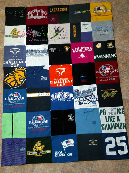 Keepsake T-Shirt Blanket Size Extra Large (Small Twin Blanket) with 12"x12" squares