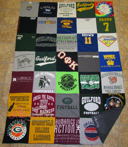 Keepsake T-Shirt Blanket Size Extra Large (Small Twin Blanket) with 12"x12" squares